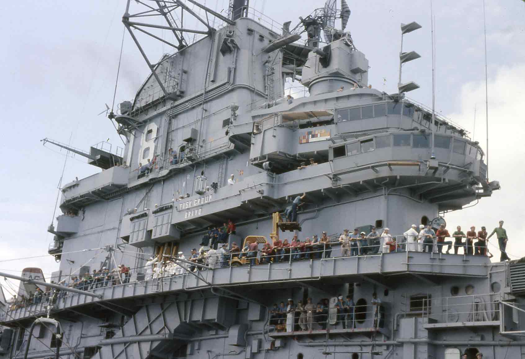 Photo - bridge and flight bridge of USS Wasp