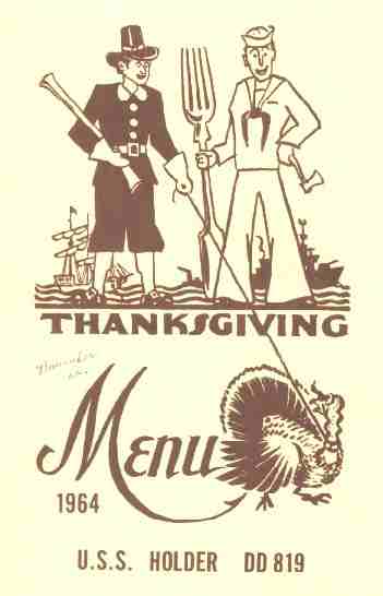 Thanksgiving Day Menu USS Holder 1964 - Page 1
